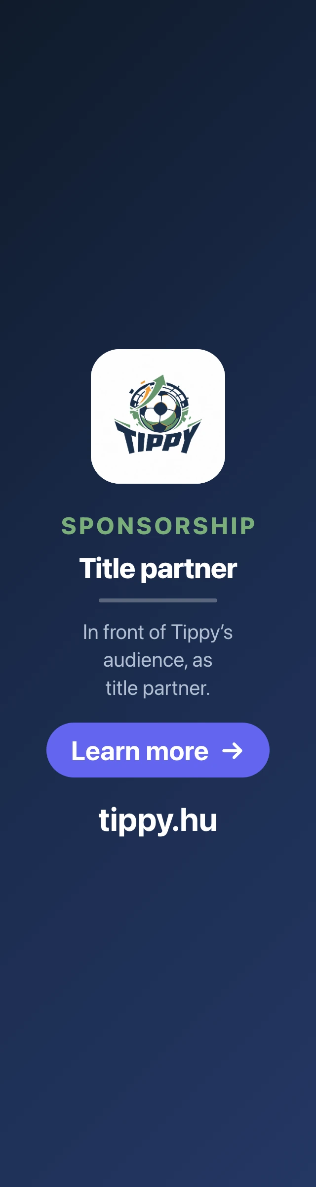 Title partner — league sponsorship on Tippy